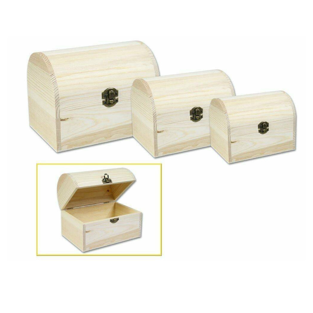 foto del prodotto trade shop set 3 scatole in legno bauletto decoupage portagioie matrioska scatola cofanetto 