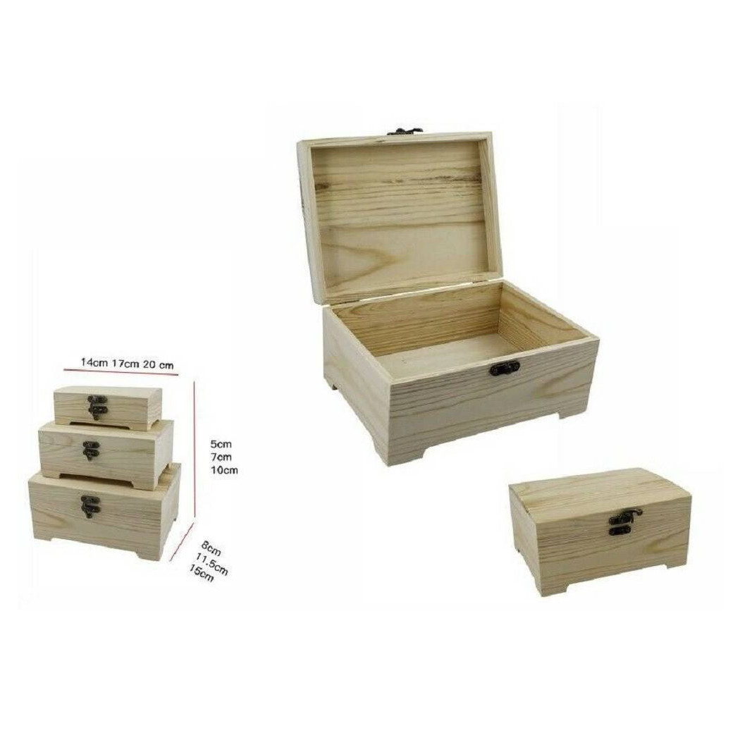 foto del prodotto trade shop set 3 scatole in legno dipinger decoupage portagioie matrioska scatola cofanetto 