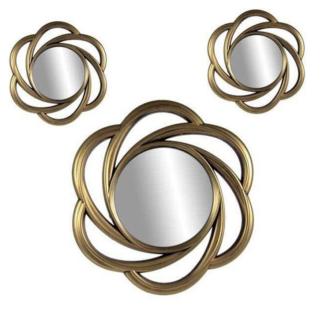 foto del prodotto trade shop set 3 specchi parete decorativi oro anticato libera installazione 20 35cm 836855 