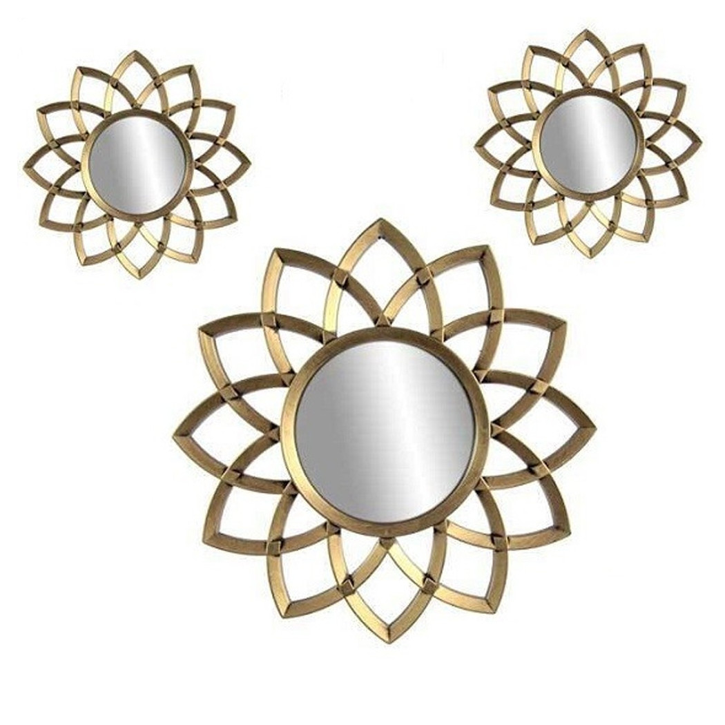 foto del prodotto trade shop set 3 specchi parete decorativi oro anticato libera installazione 25 35cm 836916 