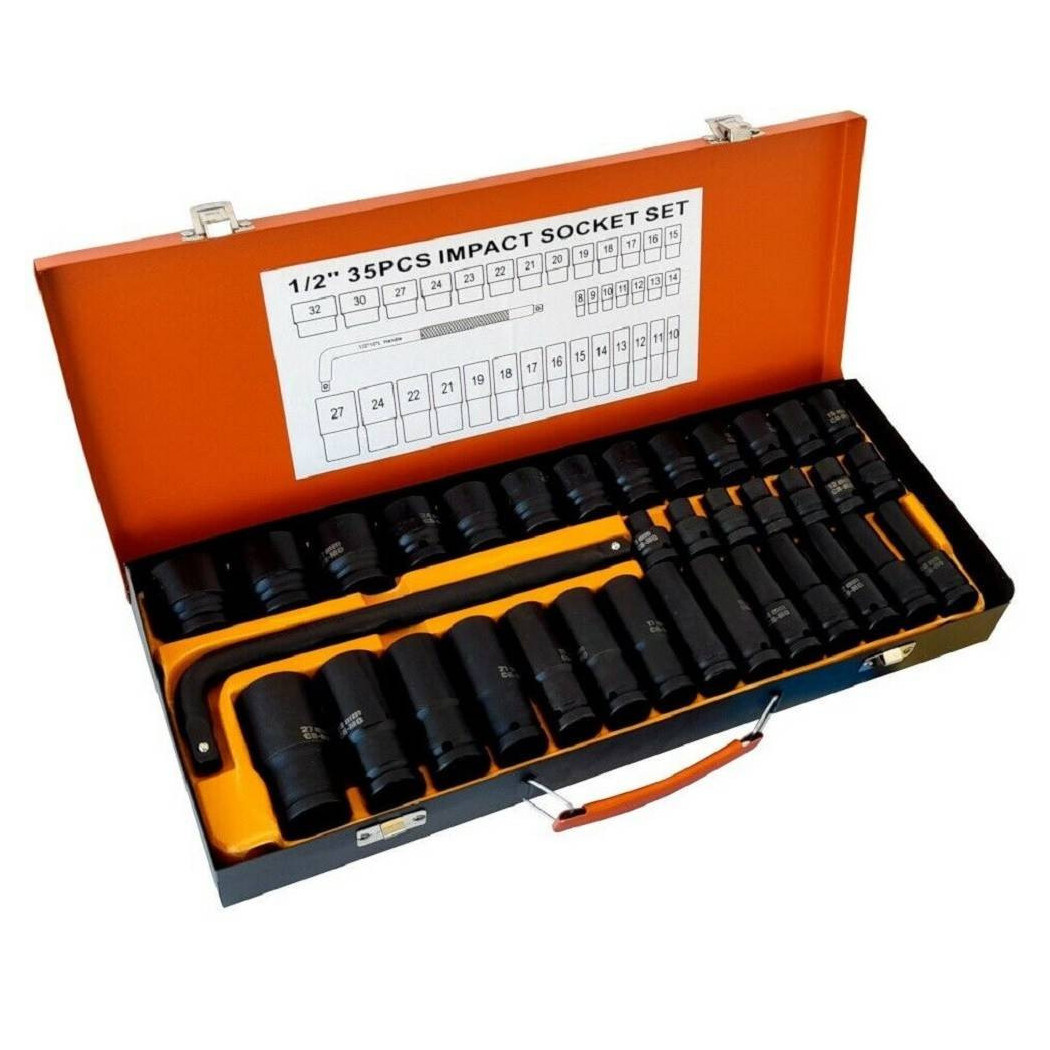 foto del prodotto trade shop set 35 bussole boccole 1 2 esagonali a impatto pistola avvitatore da 8 a 32mm 