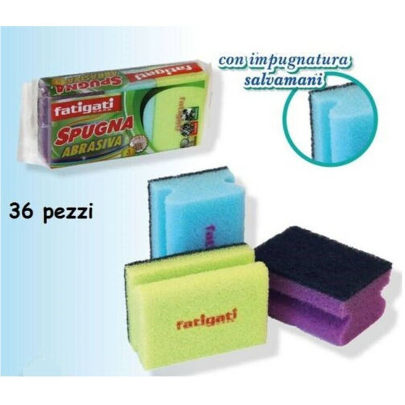 foto del prodotto trade shop set 36 pezzi spugna lavaggio piatti pentole 2 in 1 colorate cucina abrasive 