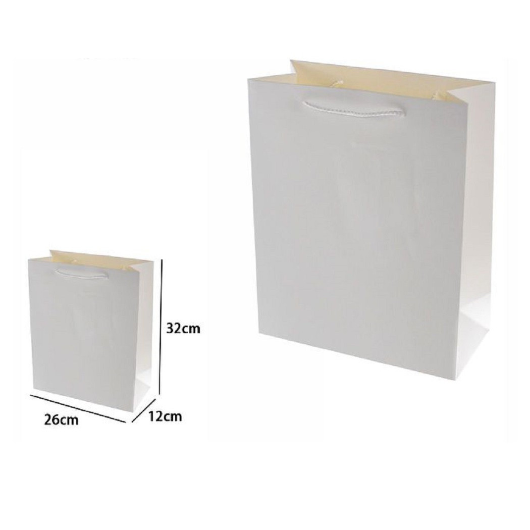 foto del prodotto trade shop set 3pz buste borsa regalo sacchetti 32x26x12 cm 69900 bianco con manico cordino 