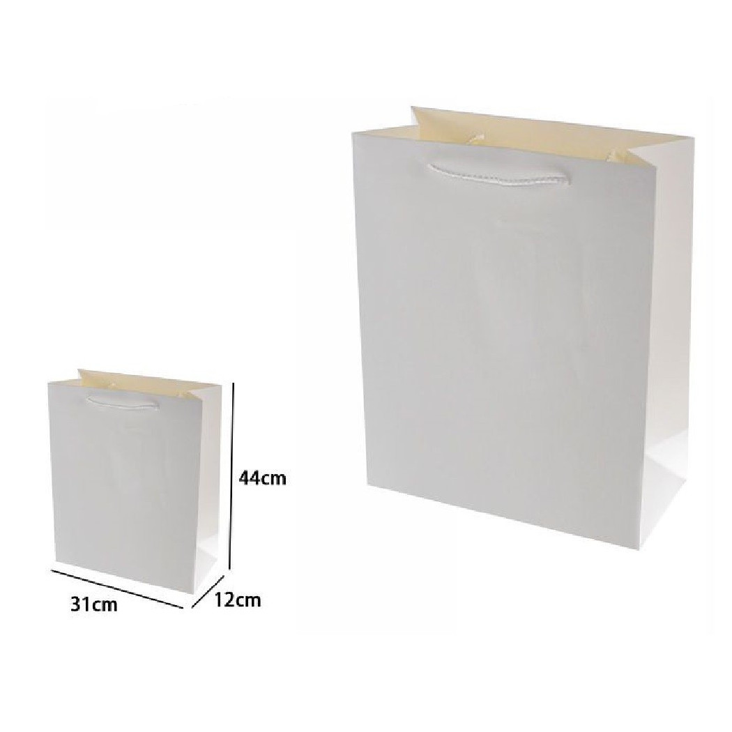 foto del prodotto trade shop set 3pz buste borsa regalo sacchetti 44x31x12cm 69901 bianco con manico cordino 