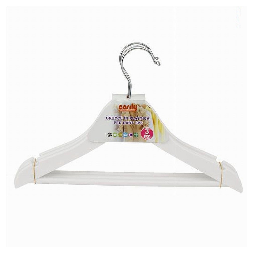 foto del prodotto trade shop set 3pz grucce stampelle appendiabiti vestiti pantaloni per bambini bianco 79313 