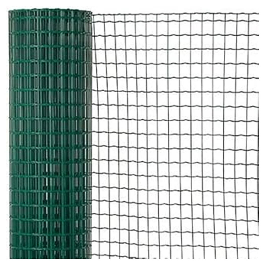 foto del prodotto trade shop set 3pz rotolo rete di plastica verde maglia quadra 10x10mm 0.5x5mt recinzione 219380 