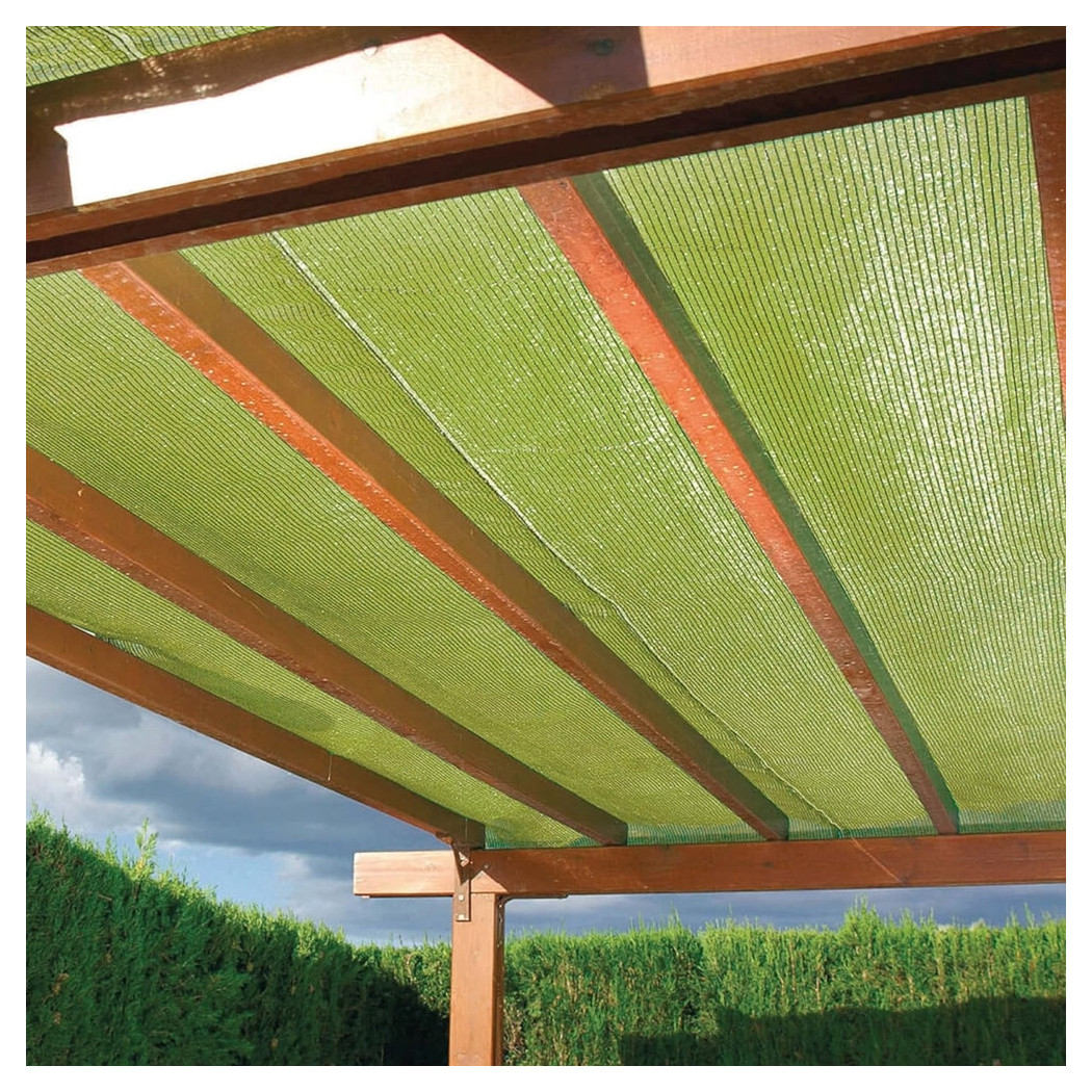 foto del prodotto trade shop - set 3pz rotolo rete ombreggiante beige fitta 1x5mt protezione giardini terrazze 017068 -