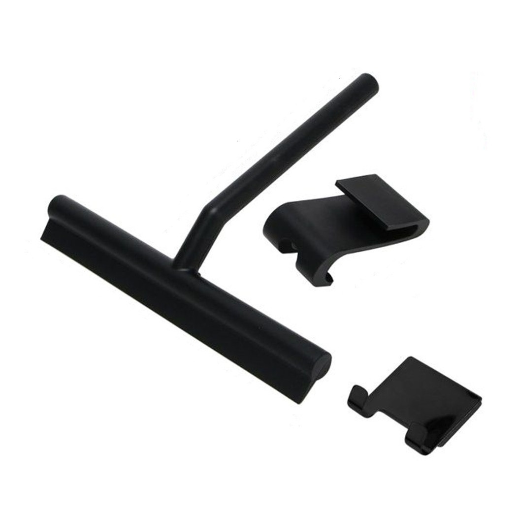 foto del prodotto trade shop set 3pz tergivetro per doccia gancio doppio per porta box appendino adesivo nero 87833 