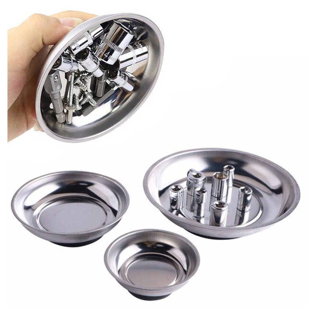 foto del prodotto trade shop set 3pz vassoio vaschetta piatto magnetico porta minuteria viti bulloni 7 11 15 