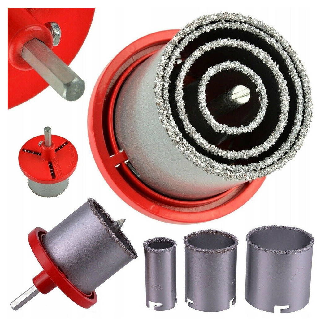 foto del prodotto trade shop set 4 frese fresa a tazza carotatrice diamantata muro marmo da 33 a 73 mm 02126 