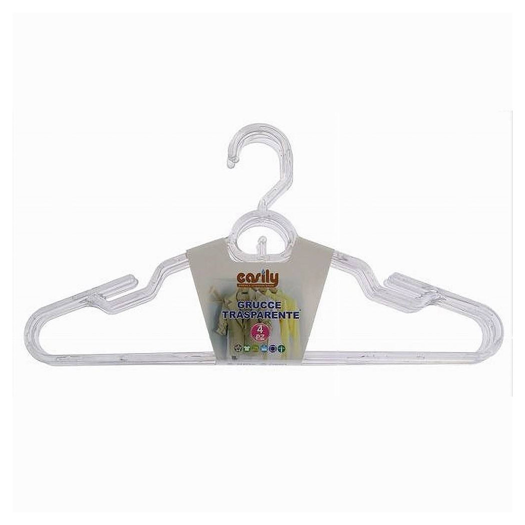 foto del prodotto trade shop set 4 grucce stampelle plastica trasparente appendiabiti vestiti pantaloni 87003 