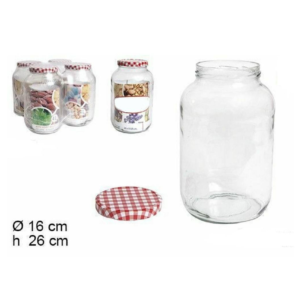 foto del prodotto trade shop set 4 pezzi contenitore barattolo in vetro con coperchio capacit 4 litri 