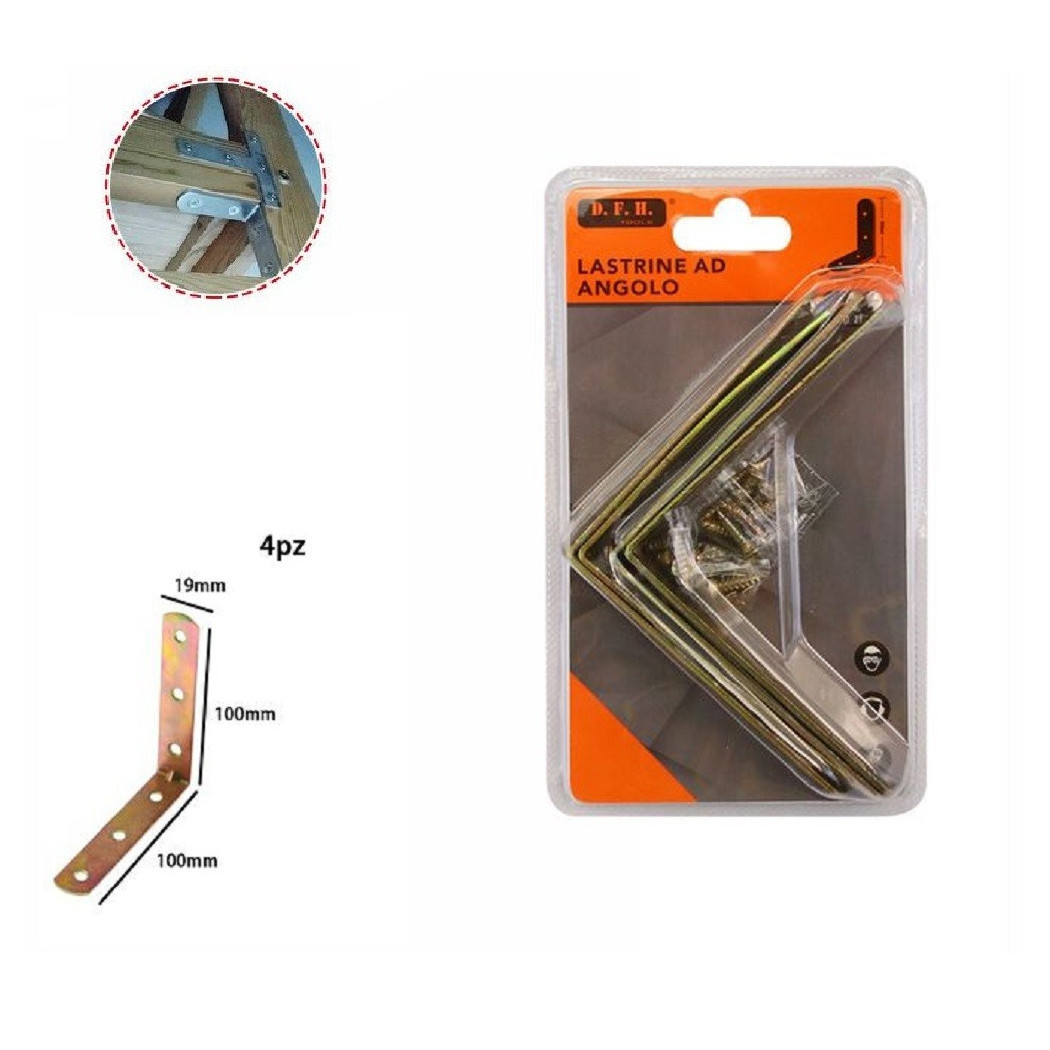 foto del prodotto trade shop set 4 pezzi lastrine lastrina ad angolo 100x100mm sostegno staffa angolare 07619 