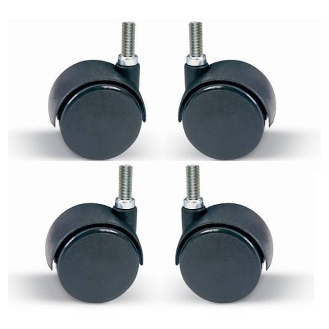 foto del prodotto trade shop set 4 pezzi ruote girevoli 360 gradi 50mm per sedia ufficio casa colore nero 