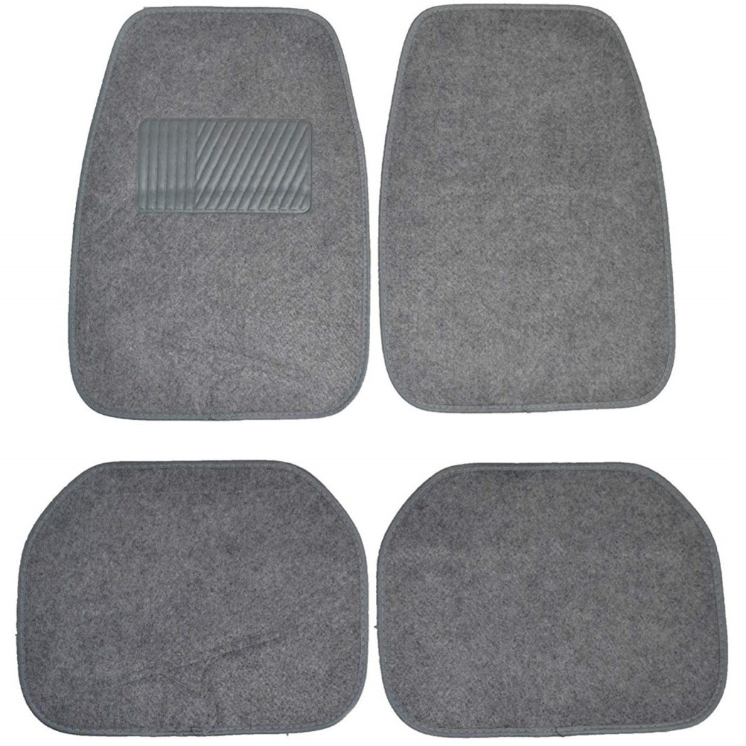 foto del prodotto trade shop set 4 pezzi tappetini tappetino moquette grigio tessuto auto antiscivolo 