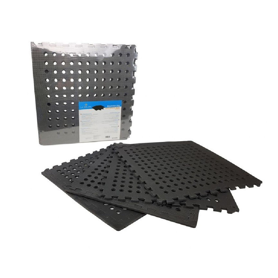 foto del prodotto trade shop set 4 piastrelle tappeto tappetino eva nera piscina palestra casa 50x50cm 194706 