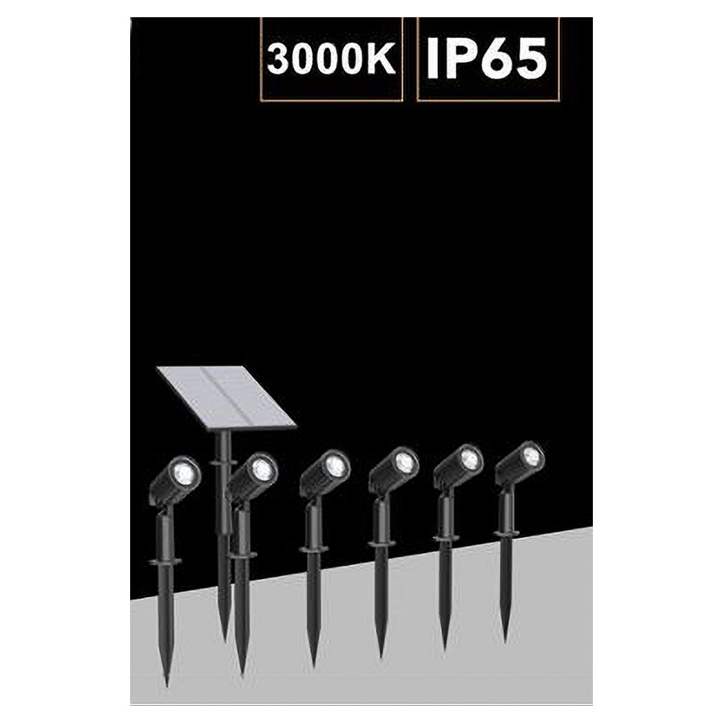 foto del prodotto trade shop set 4 pz faretti led a picchetto con pannello solare luce fredda calda ip65 ly04 bianco caldo 