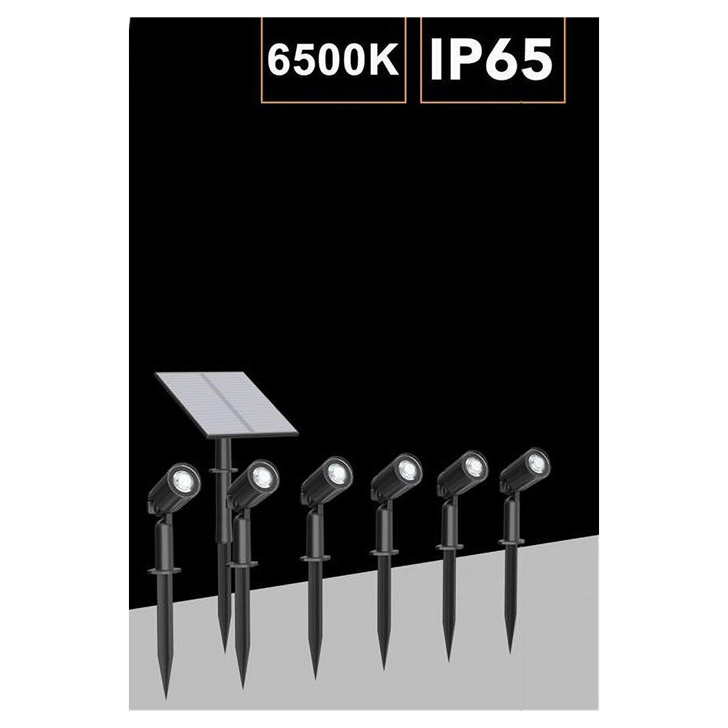 foto del prodotto trade shop set 4 pz faretti led a picchetto con pannello solare luce fredda calda ip65 ly04 bianco freddo 
