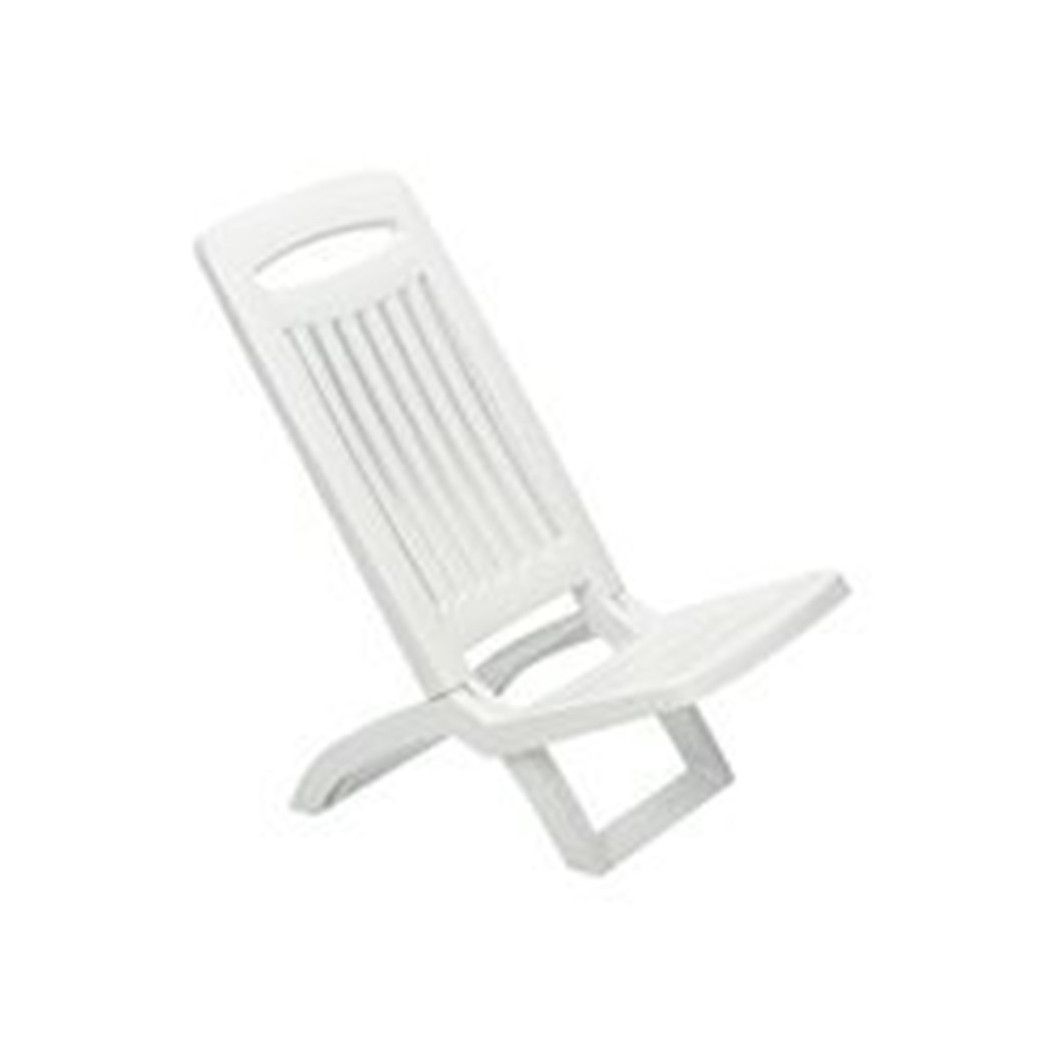 foto del prodotto trade shop set 4 sedie spiaggina bassa da spiaggia mare piscina in plastica bianca pieghevole 009259 