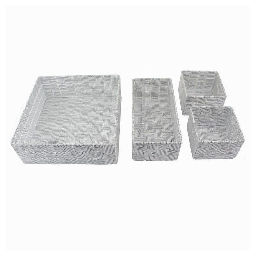 foto del prodotto trade shop set 4pz contenitori grigio chiaro scatola in tessuto organizer portaoggetti 79060 