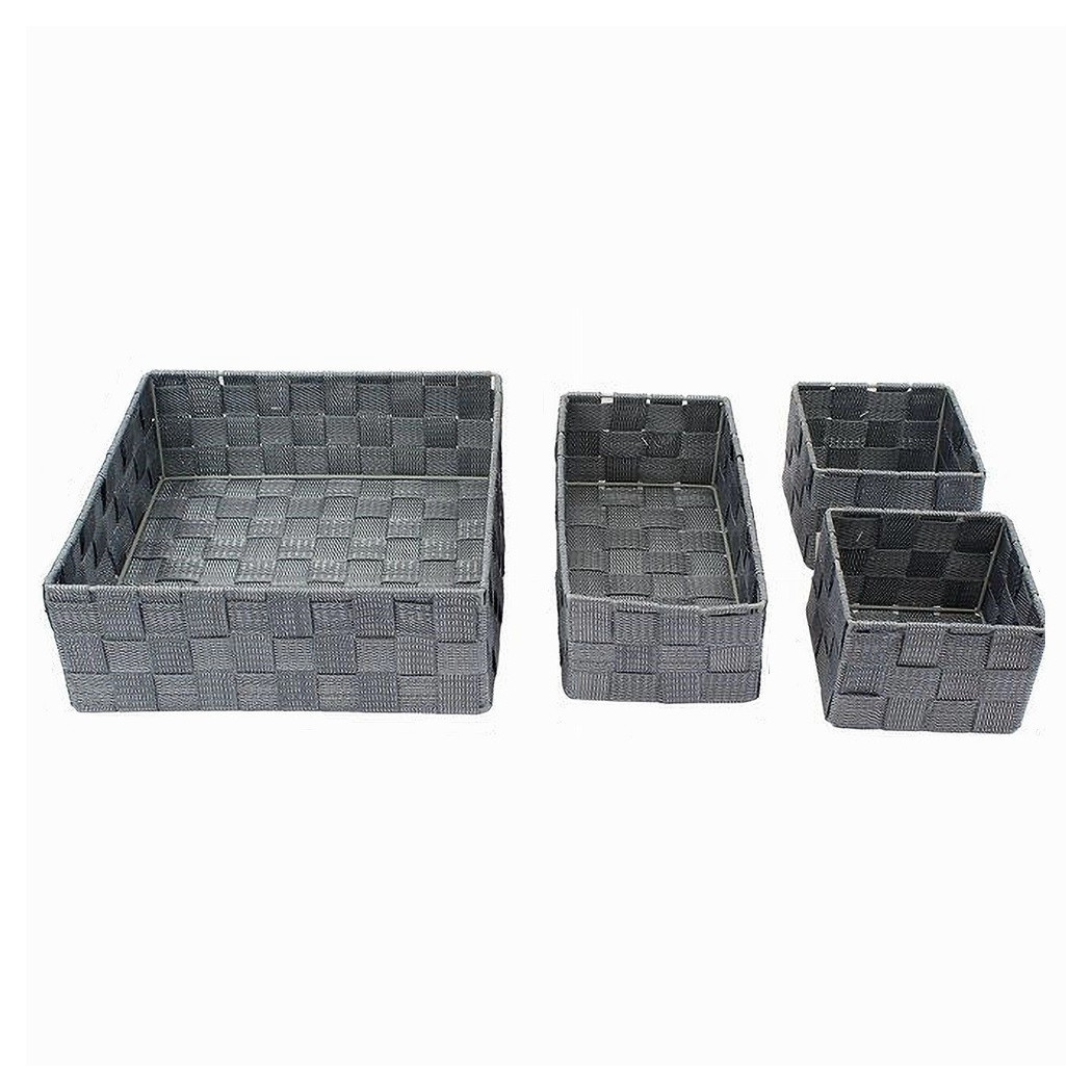 foto del prodotto trade shop set 4pz contenitori grigio scuro scatola in tessuto organizer portaoggetti 79145 