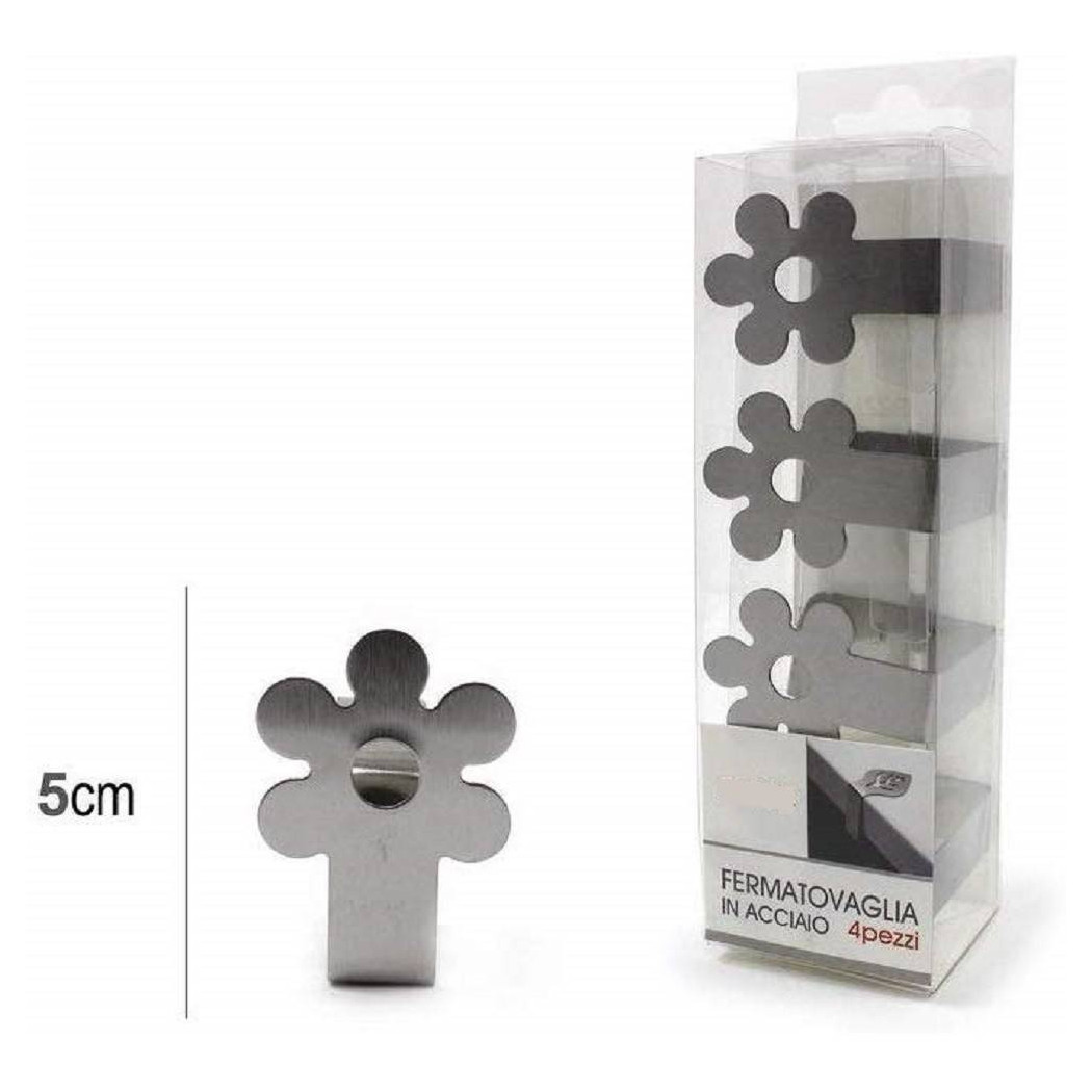 foto del prodotto trade shop set 4pz ferma tovaglia fermatovaglia tavola plastica acciaio fiore clip gancio casa 