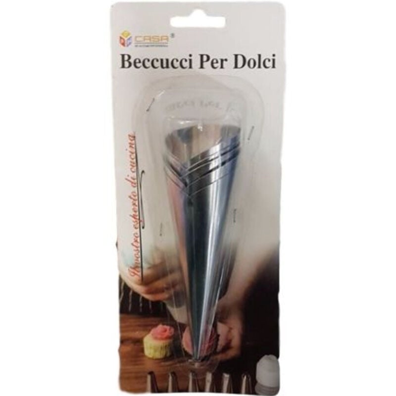 foto del prodotto trade shop set 5 cono acciaio pasticceria cannolo cannoli cornetti stampo cucina dolce casa 
