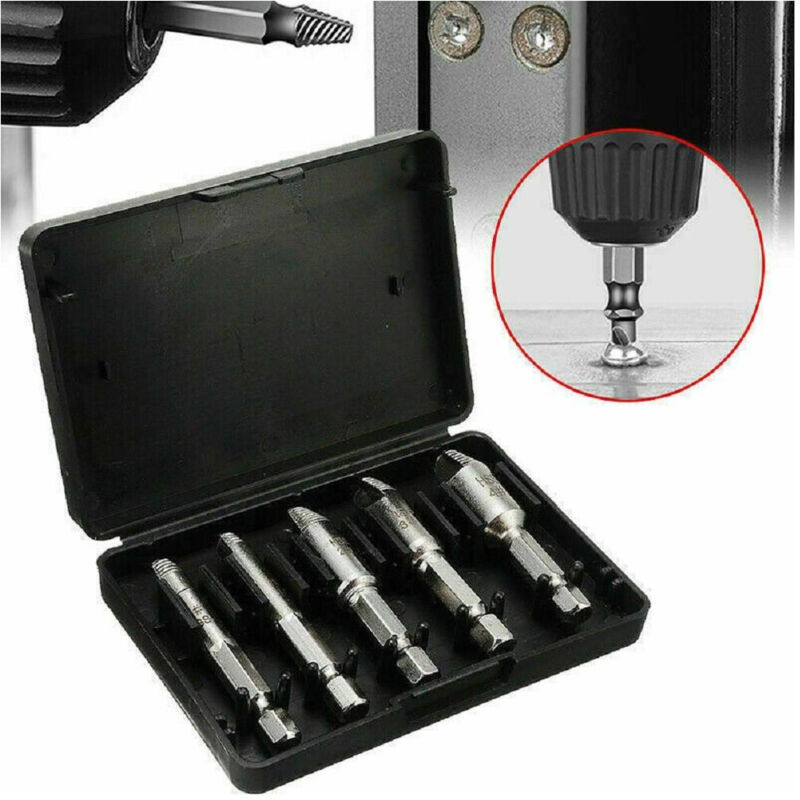 foto del prodotto trade shop set 5 estrattori estrattore viti danneggiate spanate prigionieri per trapano 
