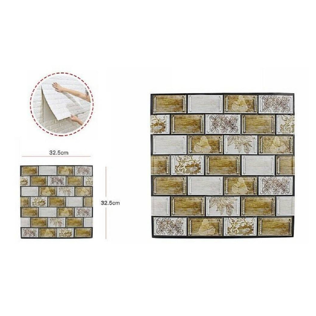 foto del prodotto trade shop set 5 pannelli muro 3d adesivo parete piastrelle mattonelle 32.5cm pannello 65067 