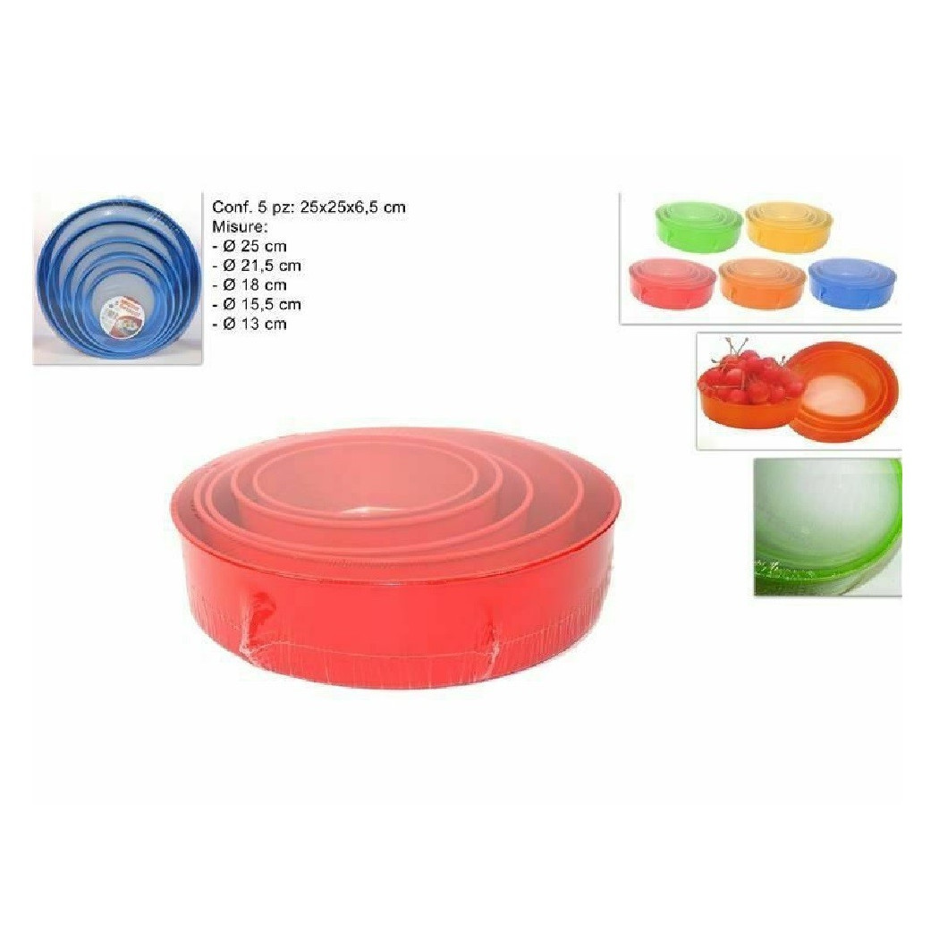 foto del prodotto trade shop set 5 pz colini setacci colorati assortiti cucina passino rotondi da 13 a 25 cm 