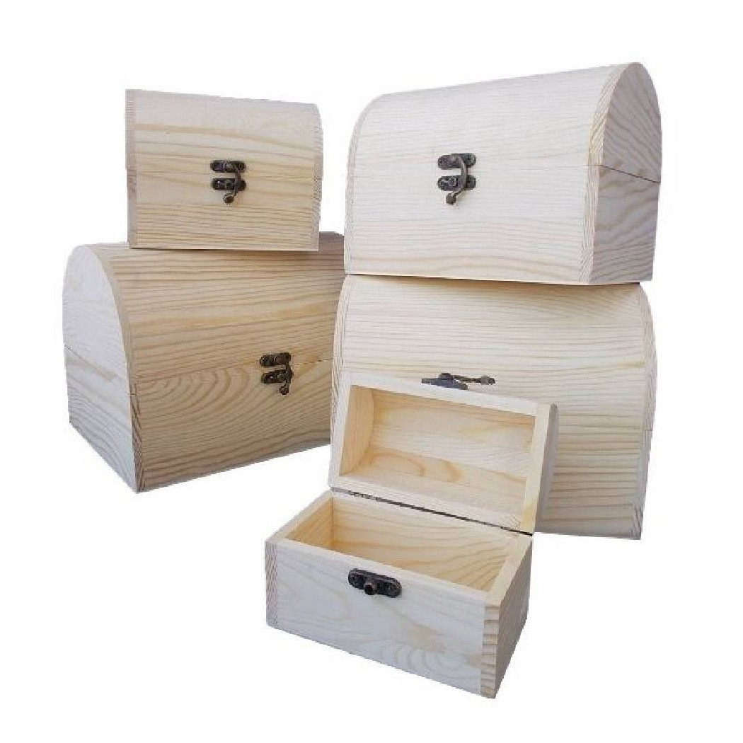 foto del prodotto trade shop set 5 scatole in legno bauletto decoupage portagioie matrioska scatola cofanetto 