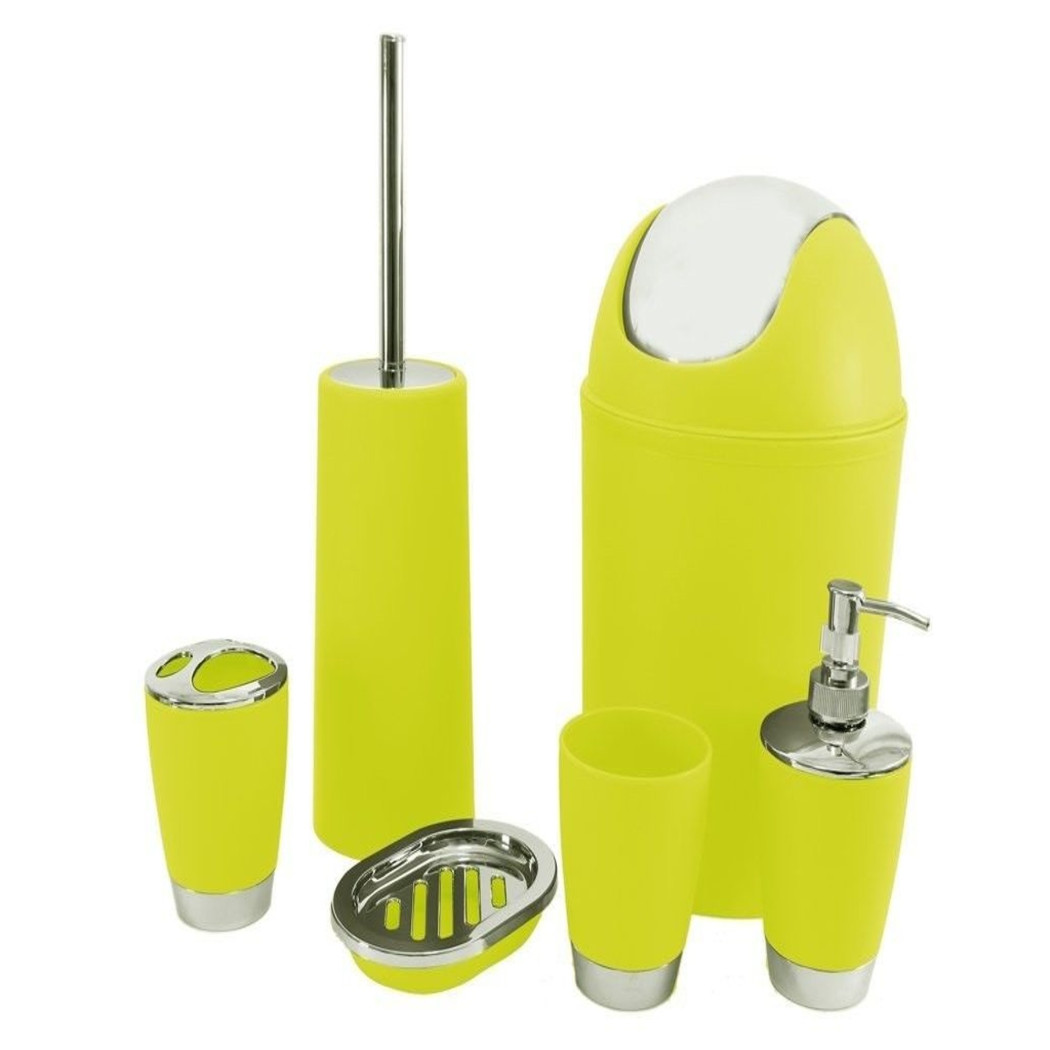 foto del prodotto trade shop set 6 accessori bagno pattumiera porta scopino spazzolino sapone bicchiere dfh 