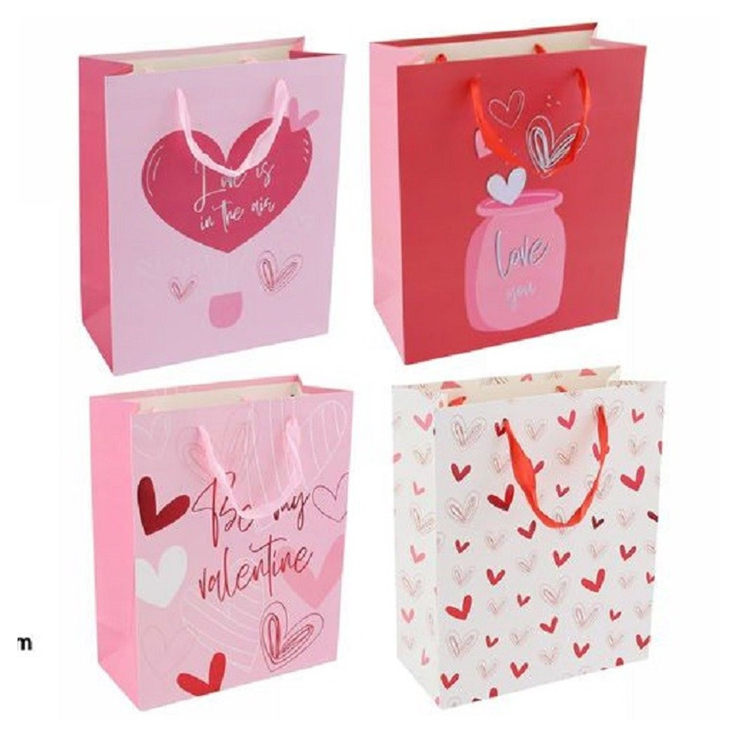 foto del prodotto trade shop set 6 buste regalo borsa sacchetti san valentino 18x23x10cm 69875 varie fantasie 