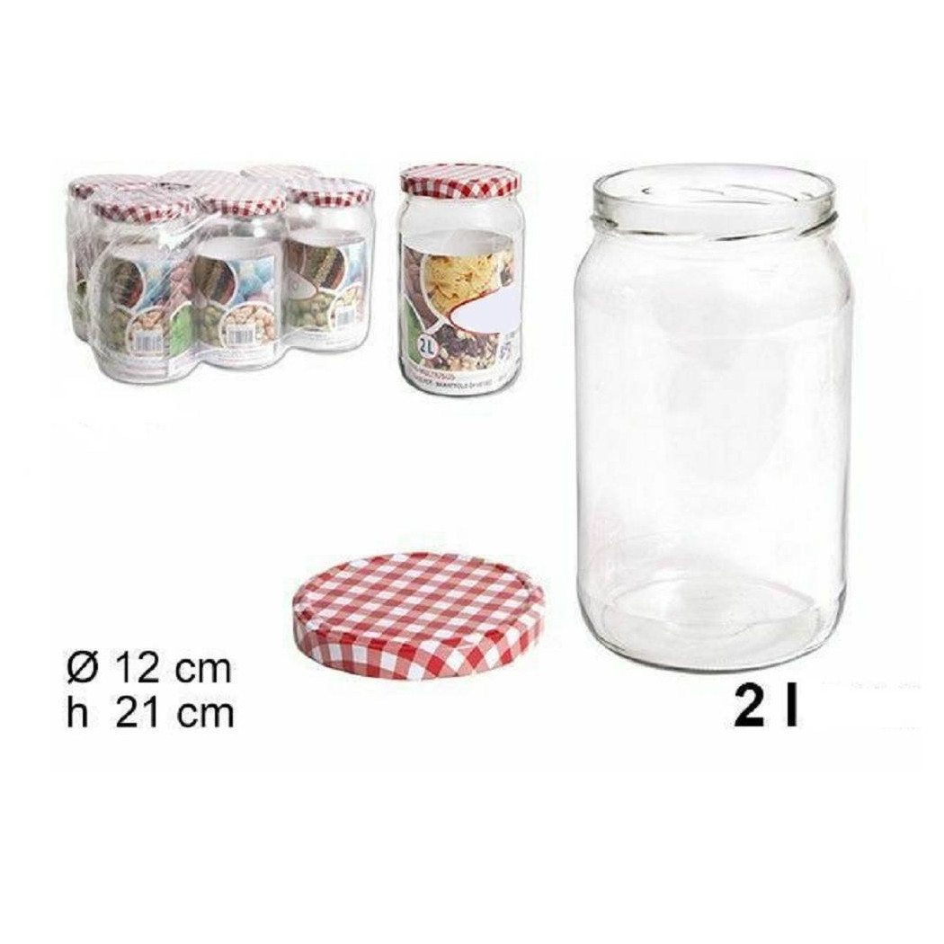 foto del prodotto trade shop set 6 pezzi contenitore barattolo in vetro con coperchio barattolini 2 lt 