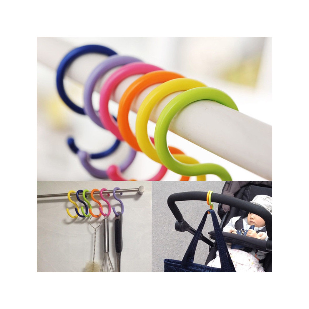 foto del prodotto trade shop set 6 pezzi ganci a s appendini multiuso plastica colorati gancetti per varie 
