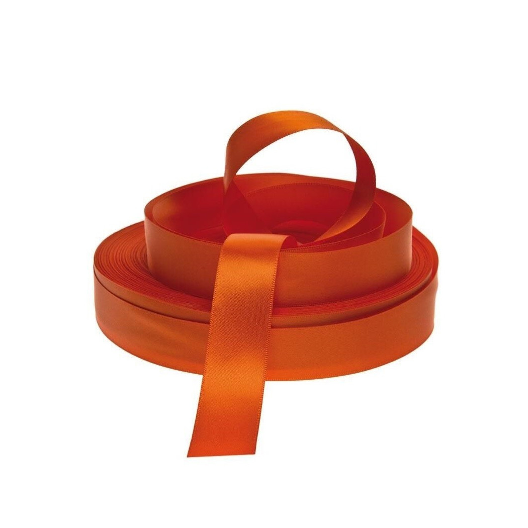 foto del prodotto trade shop set 6 pezzi nastro di raso arancione 2cmx25m bomboniere regali 