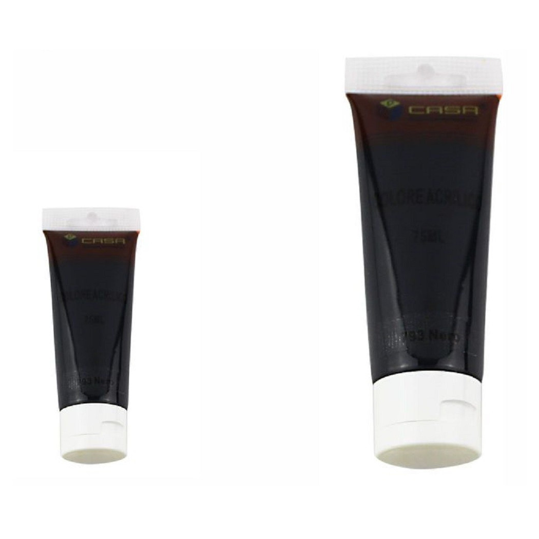 foto del prodotto trade shop set 6 pezzi pittura acrilica vernice confezione colore nero tubo 75 ml 07486 