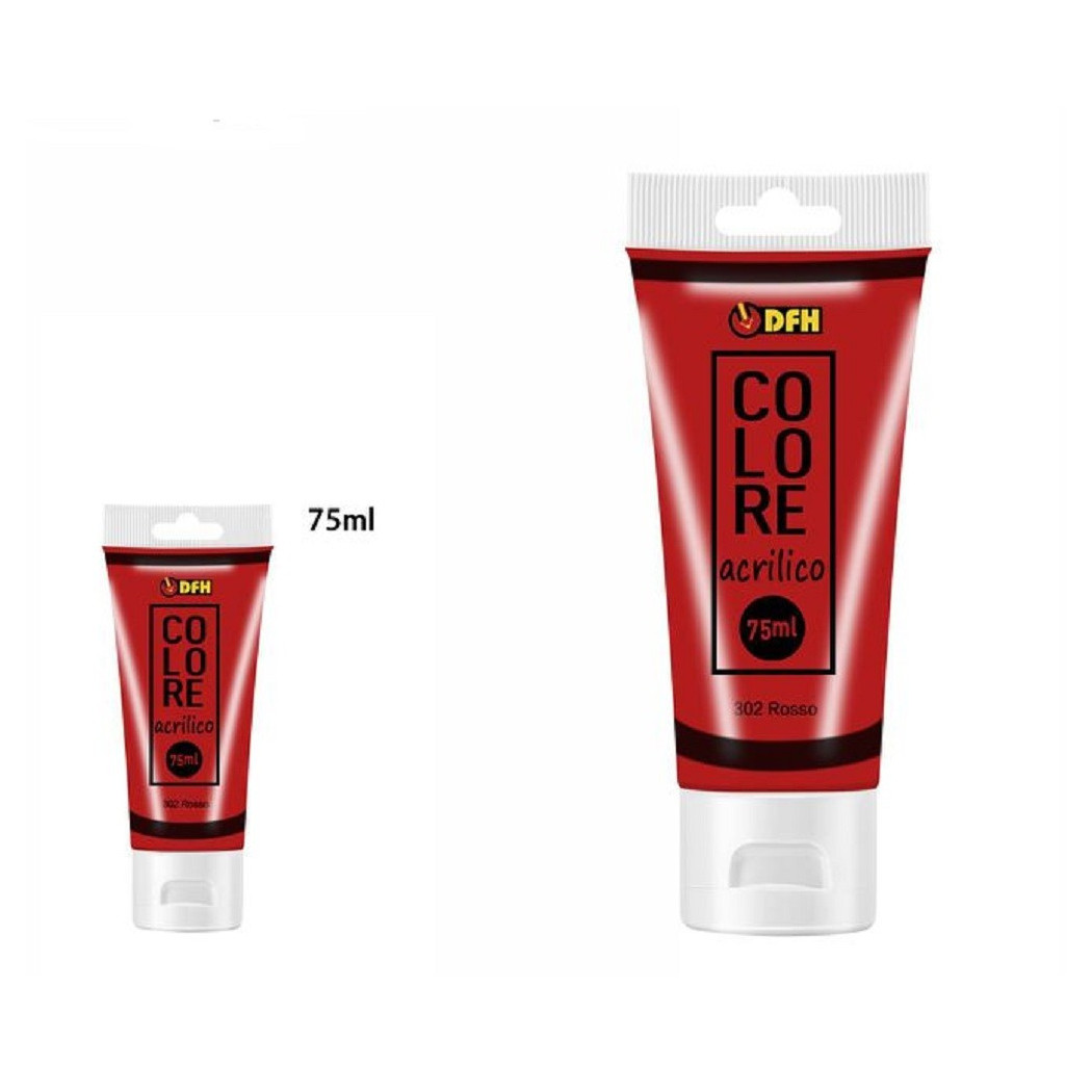 foto del prodotto trade shop set 6 pezzi pittura acrilica vernice confezione colore rosso tubo 75ml 07491 
