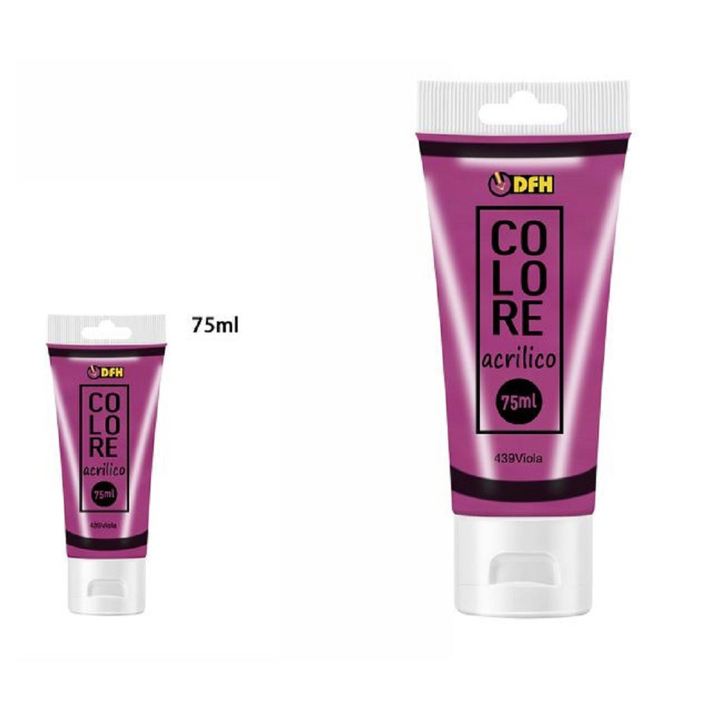 foto del prodotto trade shop set 6 pezzi pittura acrilica vernice confezione colore viola tubo 75 ml 07497 
