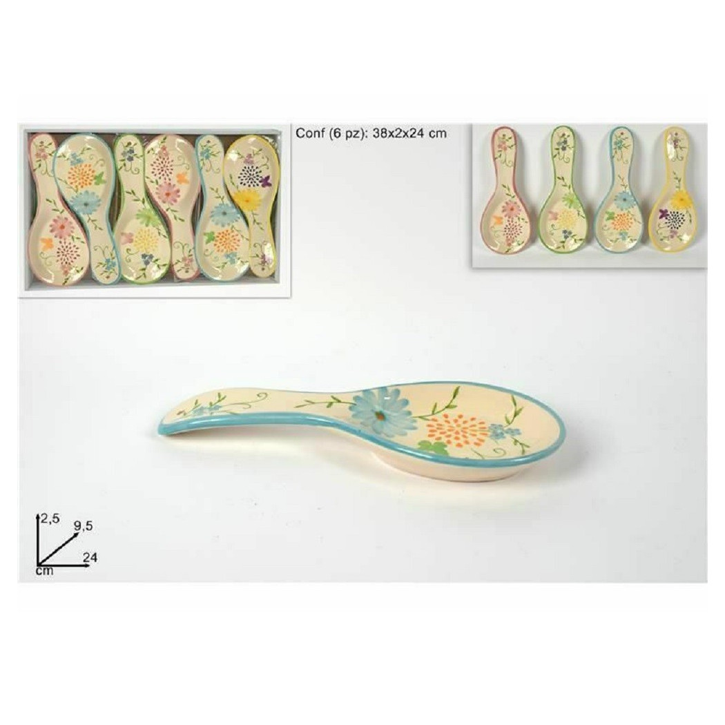foto del prodotto trade shop set 6 pezzi poggiamestolo poggia mestolo in ceramica decoro fiori cucina 