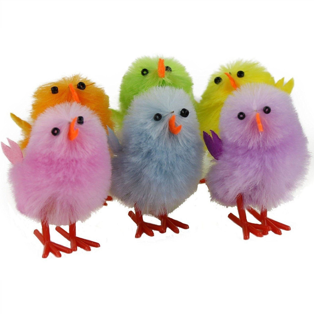 foto del prodotto trade shop set 6 pezzi pulcini peluche colorati decorazione addobbo pasqua pasquali 
