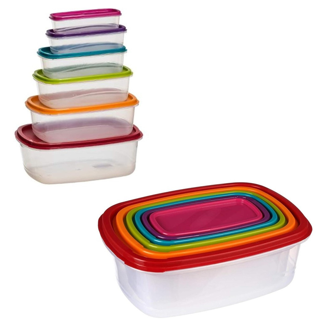 foto del prodotto trade shop set 6 pz contenitori ermetici con coperchio per conservare alimenti rettangolari 