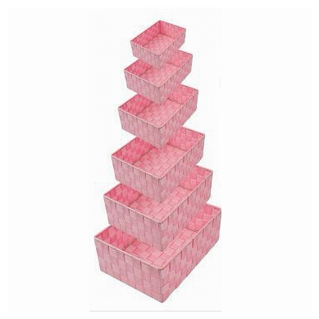 foto del prodotto trade shop set 6 pz scatola in tessuto organizer armadio scaffali porta oggetti rosa 79071 