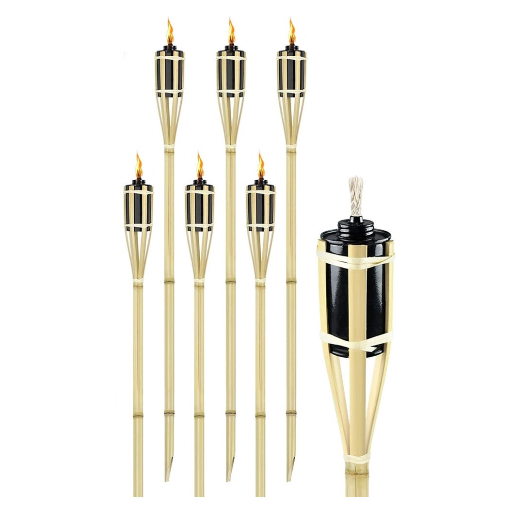 foto del prodotto trade shop set 6 pz torcia in bamb naturale 60 cm da giardino per esterni con stoppino 011842 