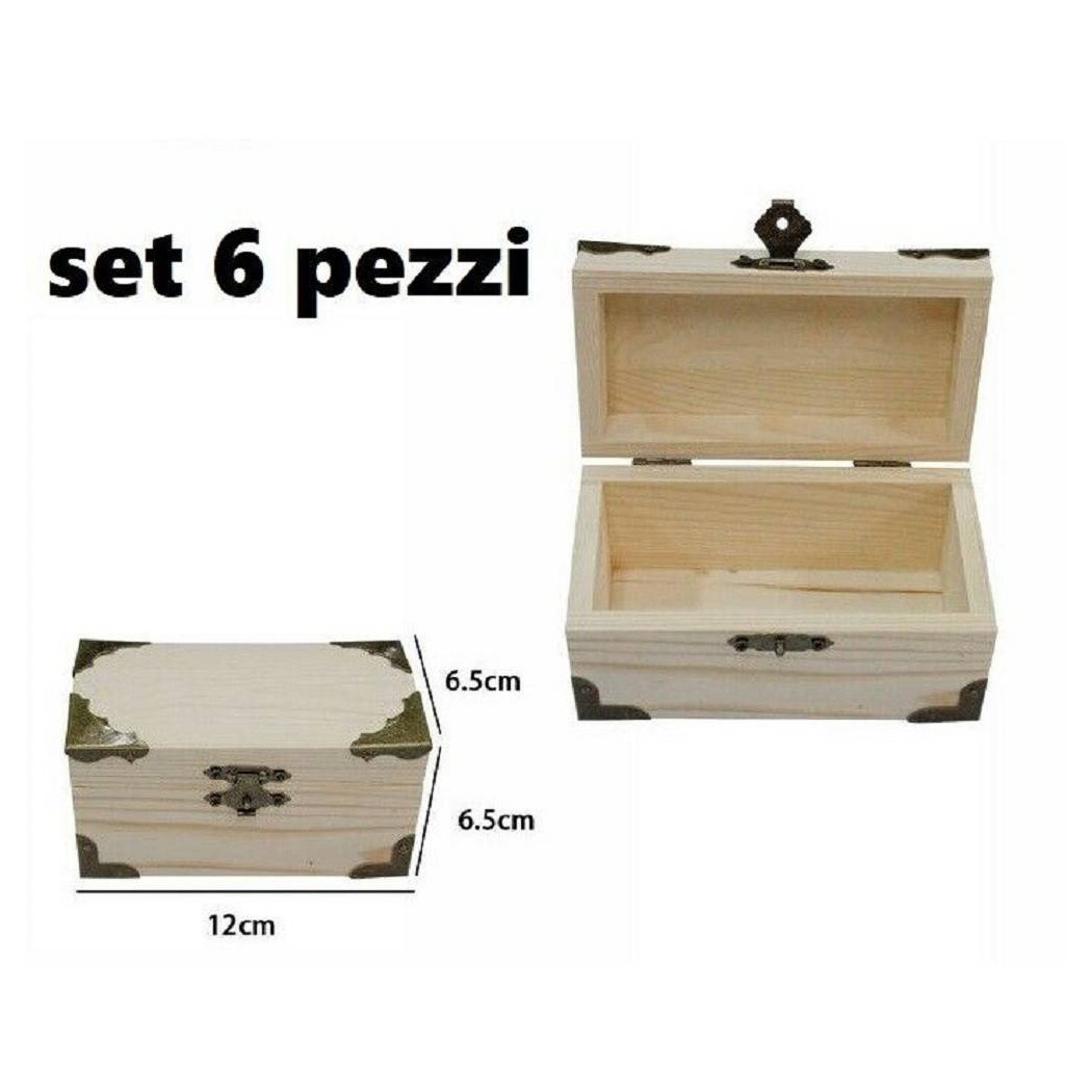 foto del prodotto trade shop set 6 scatole box astuccio in legno decoupage portagioie cofanetto 53373a 