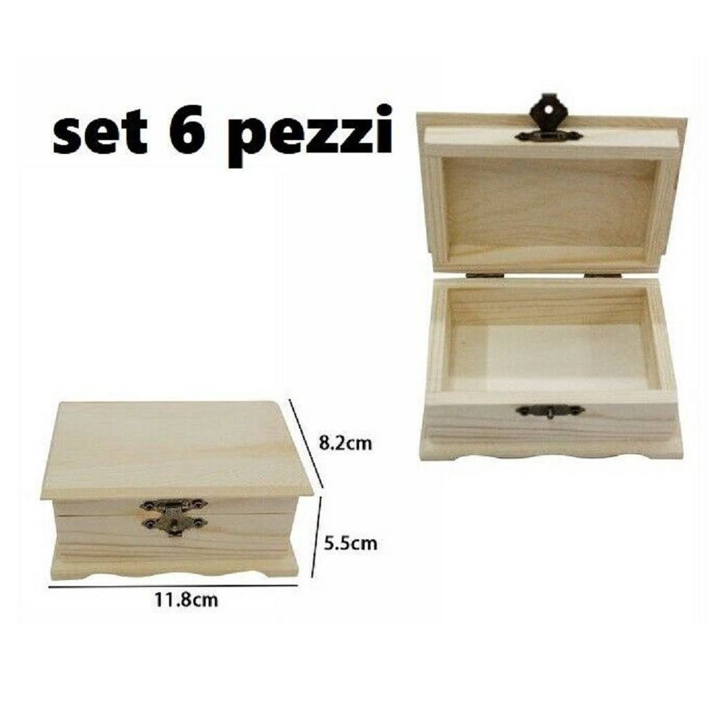 foto del prodotto trade shop set 6 scatole box astuccio in legno decoupage portagioie cofanetto 53376a 