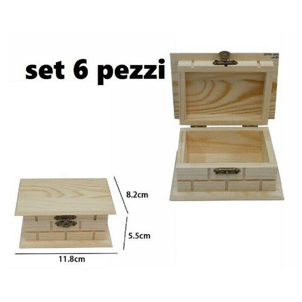 foto del prodotto trade shop set 6 scatole box astuccio in legno decoupage portagioie cofanetto 53377a 