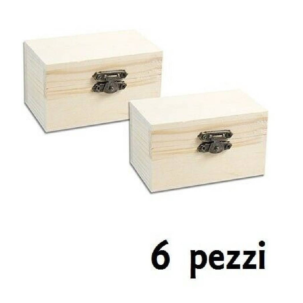 foto del prodotto trade shop set 6 scatoline in legno decoupage portagioie scatola cofanetto 8,8x5x5,5cm 