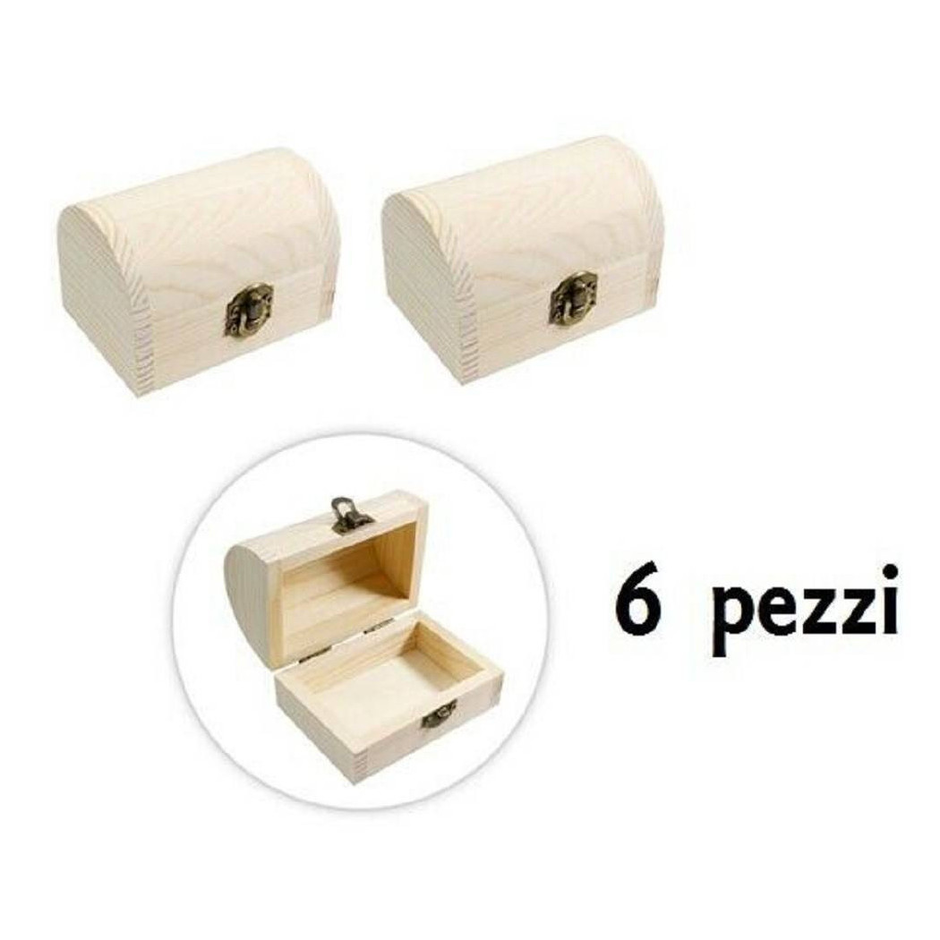 foto del prodotto trade shop set 6 scatoline in legno decoupage portagioie scatola cofanetto bauletto 
