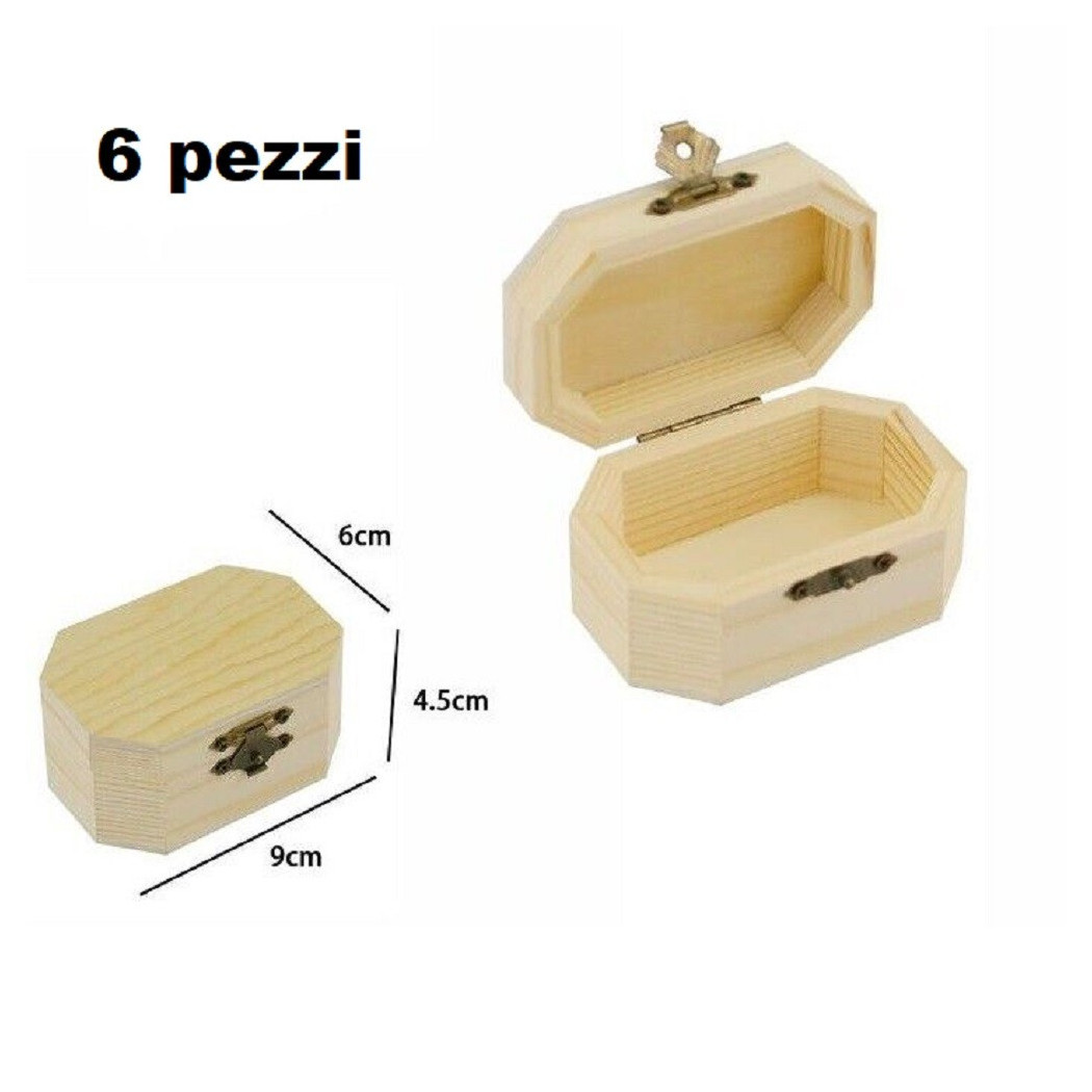 foto del prodotto trade shop set 6 scatoline in legno portagioie scatola cofanetto ottagonali 74003a ly 10383 